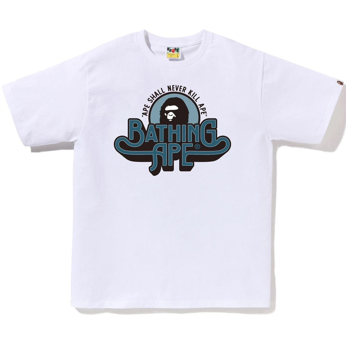 A BATHING APE BAPE GENUINE GARMENT LOGO TEE WHITE