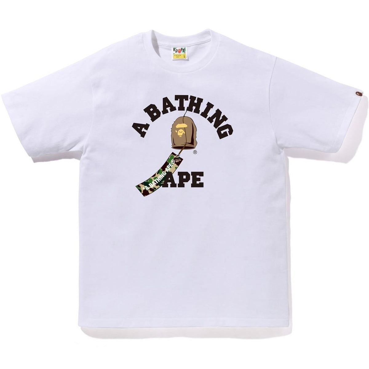 A BATHING APE BAPE JAPANESE WIND CHIMES COLLEGE TEE WHITE