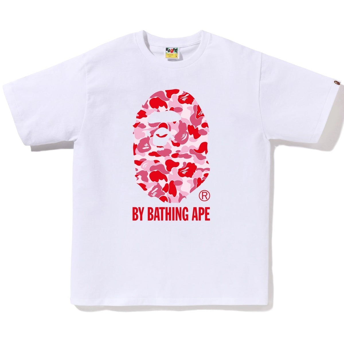 A BATHING APE BAPE ABC CAMO BY BATHING APE TEE WHITE PINK