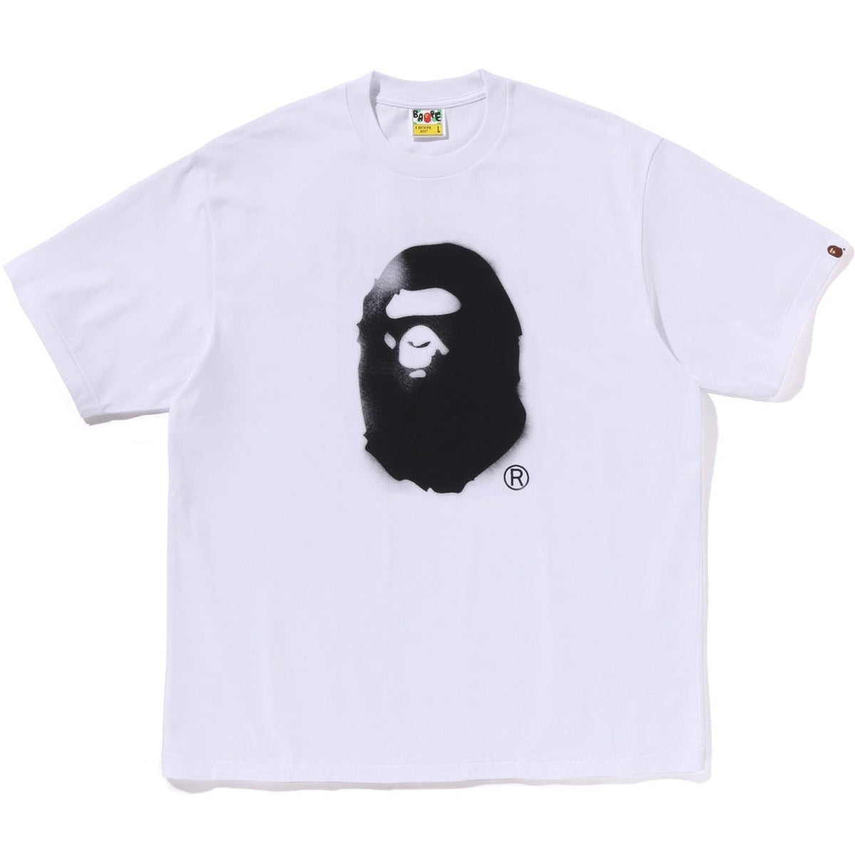A BATHING APE BAPE SPRAY PRINT APE HEAD RELAXED FIT TEE #2 WHITE