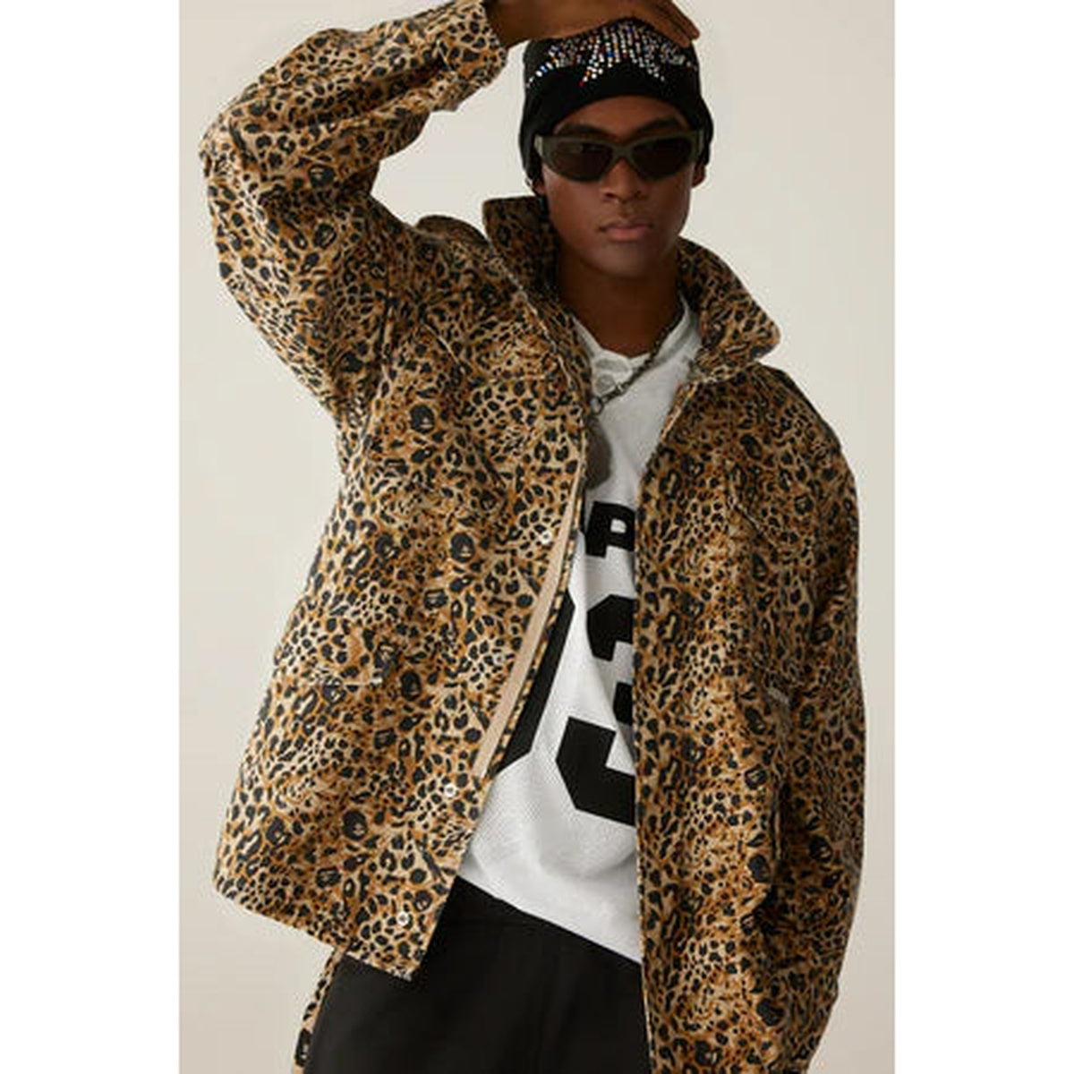 A BATHING APE BAPE LINE CAMO JACQUARD RELAXED FIT FOOTBALL JERSEY WHITE