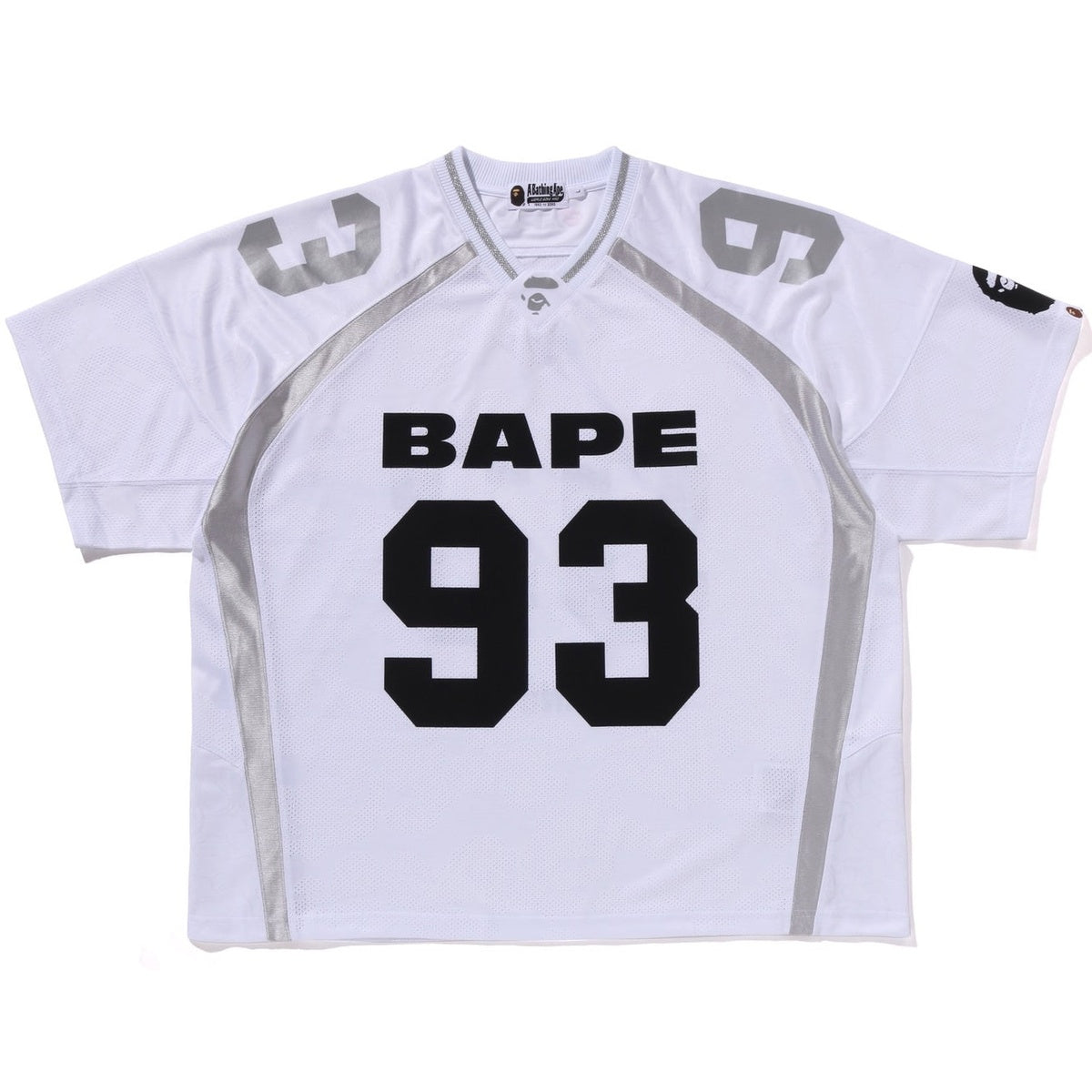 A BATHING APE BAPE LINE CAMO JACQUARD RELAXED FIT FOOTBALL JERSEY WHITE