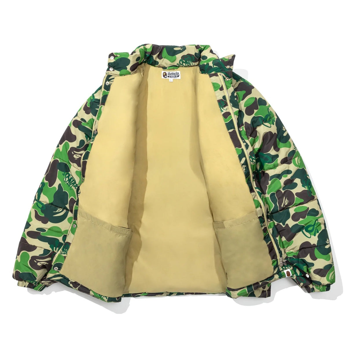 A BATHING APE BAPE SPOTIFY BY CENTRAL CEE CAMO PUFFER JACKET GREEN