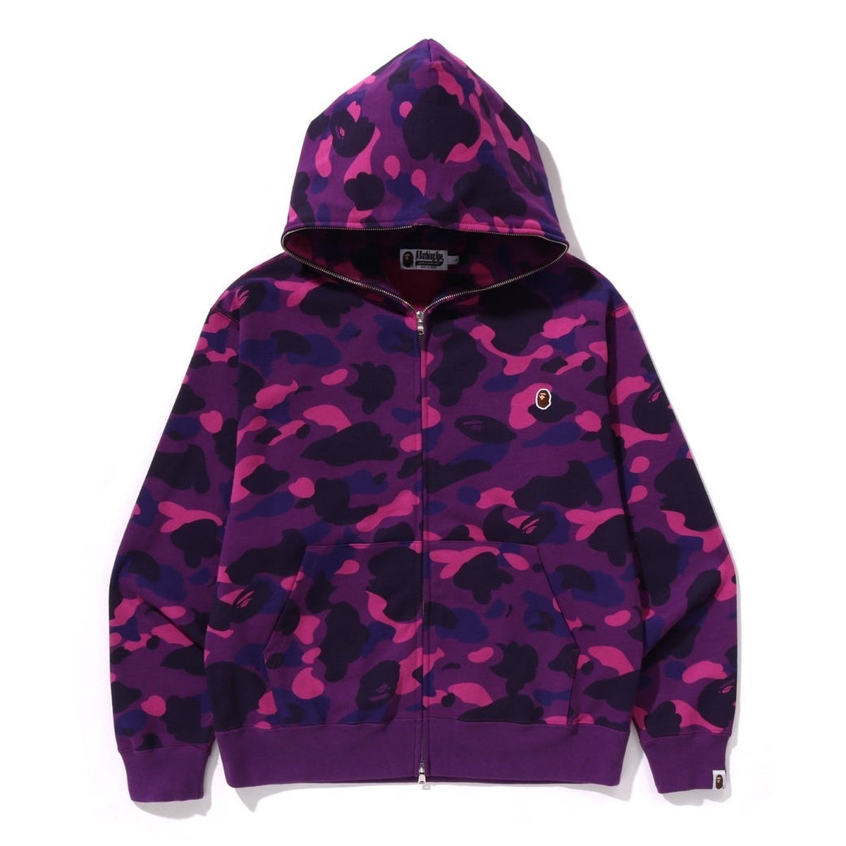 A BATHING APE BAPE ONE POINT COLOR CAMO CROPPED FULL ZIP HOODIE PURPLE
