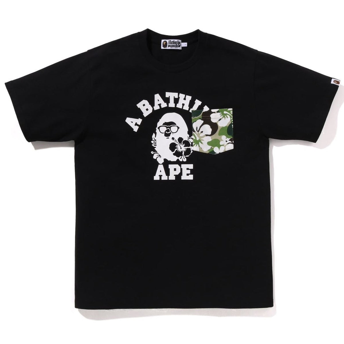A BATHING APE BAPE ABC RESORT CAMO POCKET COLLEGE TEE BLACK