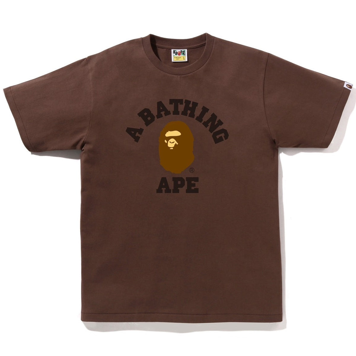 A BATHING APE BAPE COLLEGE TEE BROWN