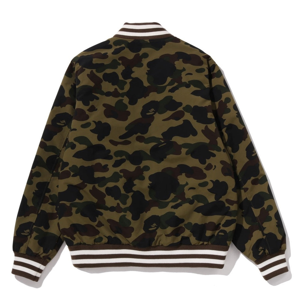 A BATHING APE BAPE 1ST CAMO VARSITY JACKET GREEN