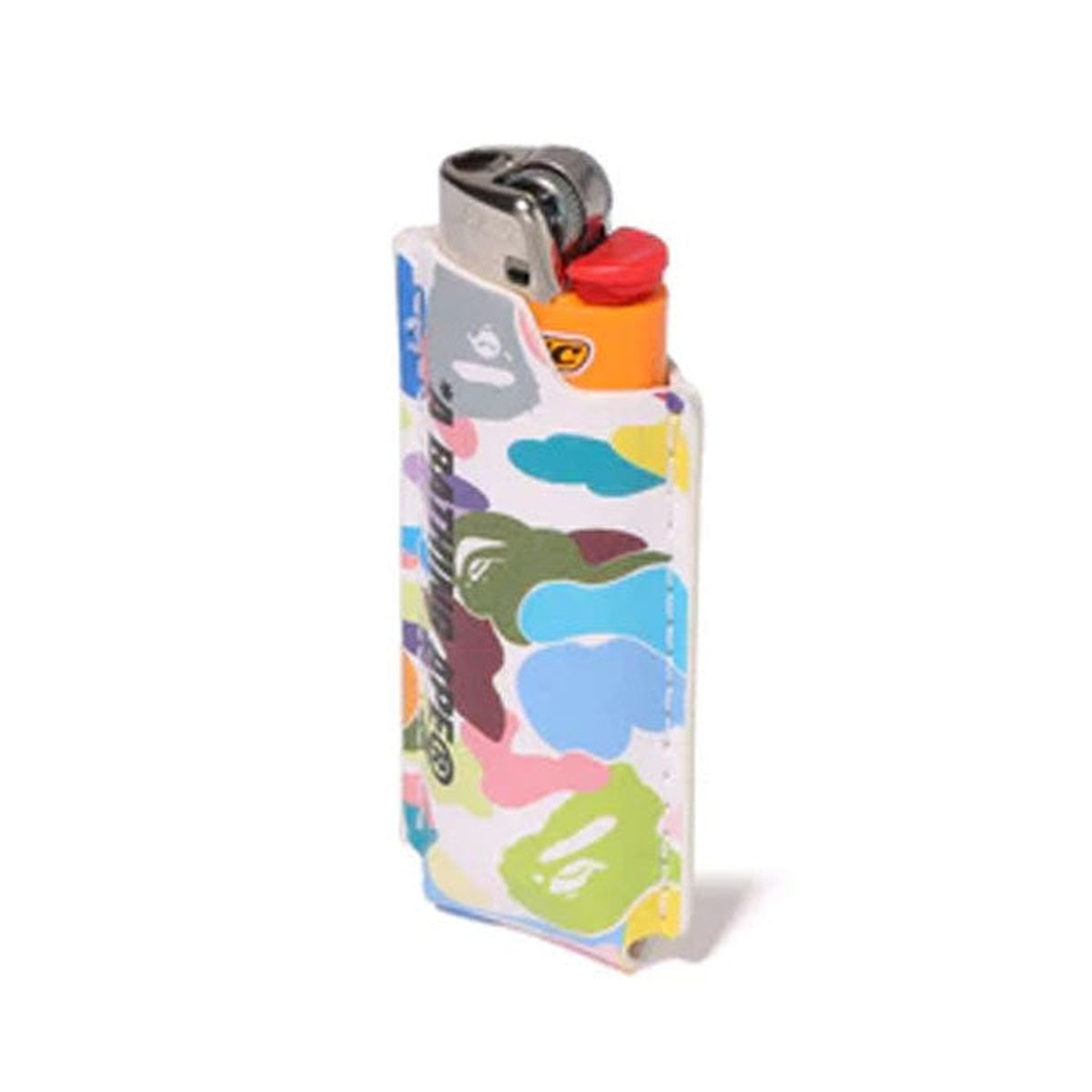 A BATHING APE BAPE MULTI CAMO LEATHER LIGHTER CASE WHITE