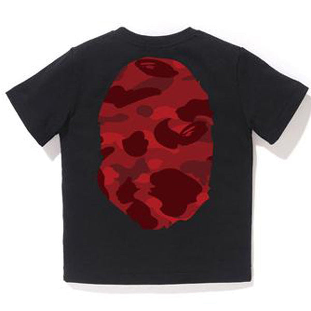A BATHING APE BAPE KIDS COLOR CAMO BIG APE HEAD TEE BLACK RED