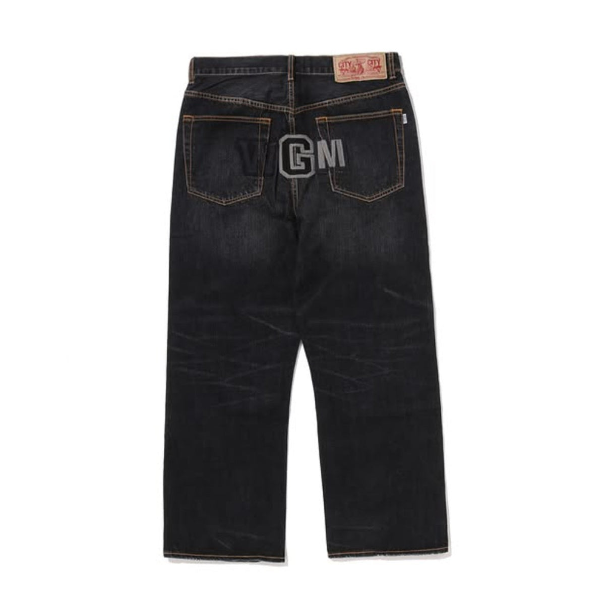 A BATHING APE BAPE SHARK RELAXED FIT DENIM PANTS INDIGO