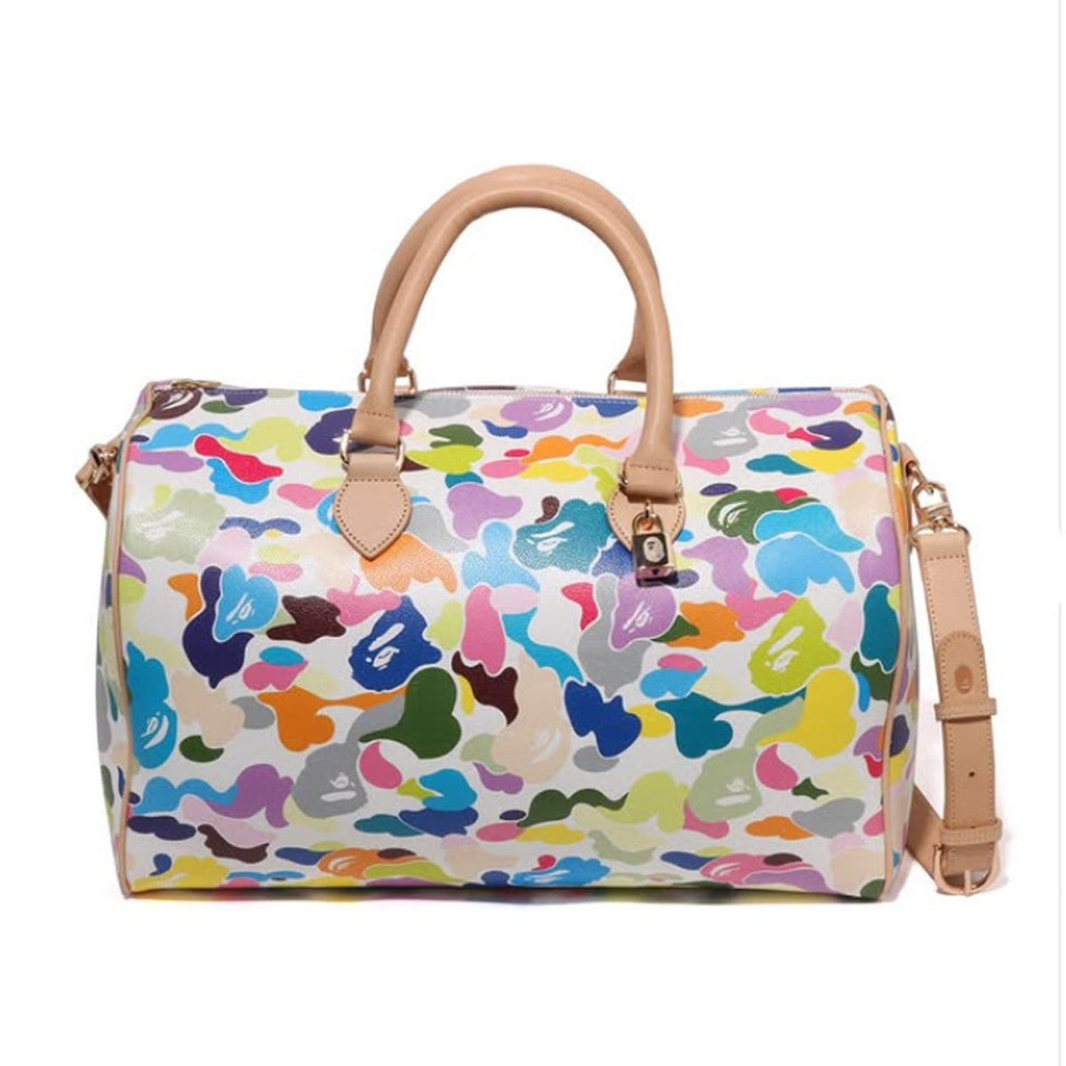 A BATHING APE BAPE Ladies' MULTI CAMO BOSTON BAG MULTI