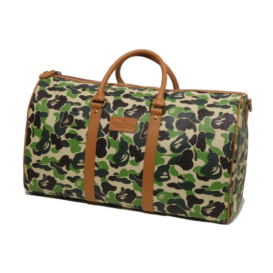 A BATHING APE BAPE ABC CAMO PU OSTRICH BOSTON BAG GREEN