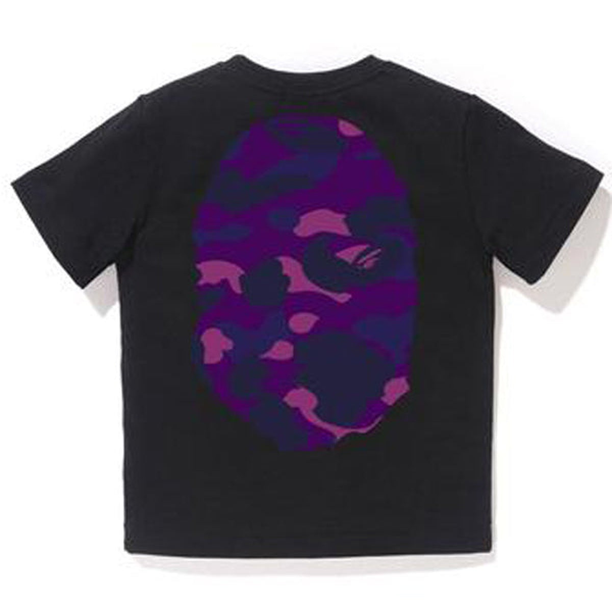 A BATHING APE BAPE KIDS COLOR CAMO BIG APE HEAD TEE BLACK PURPLE