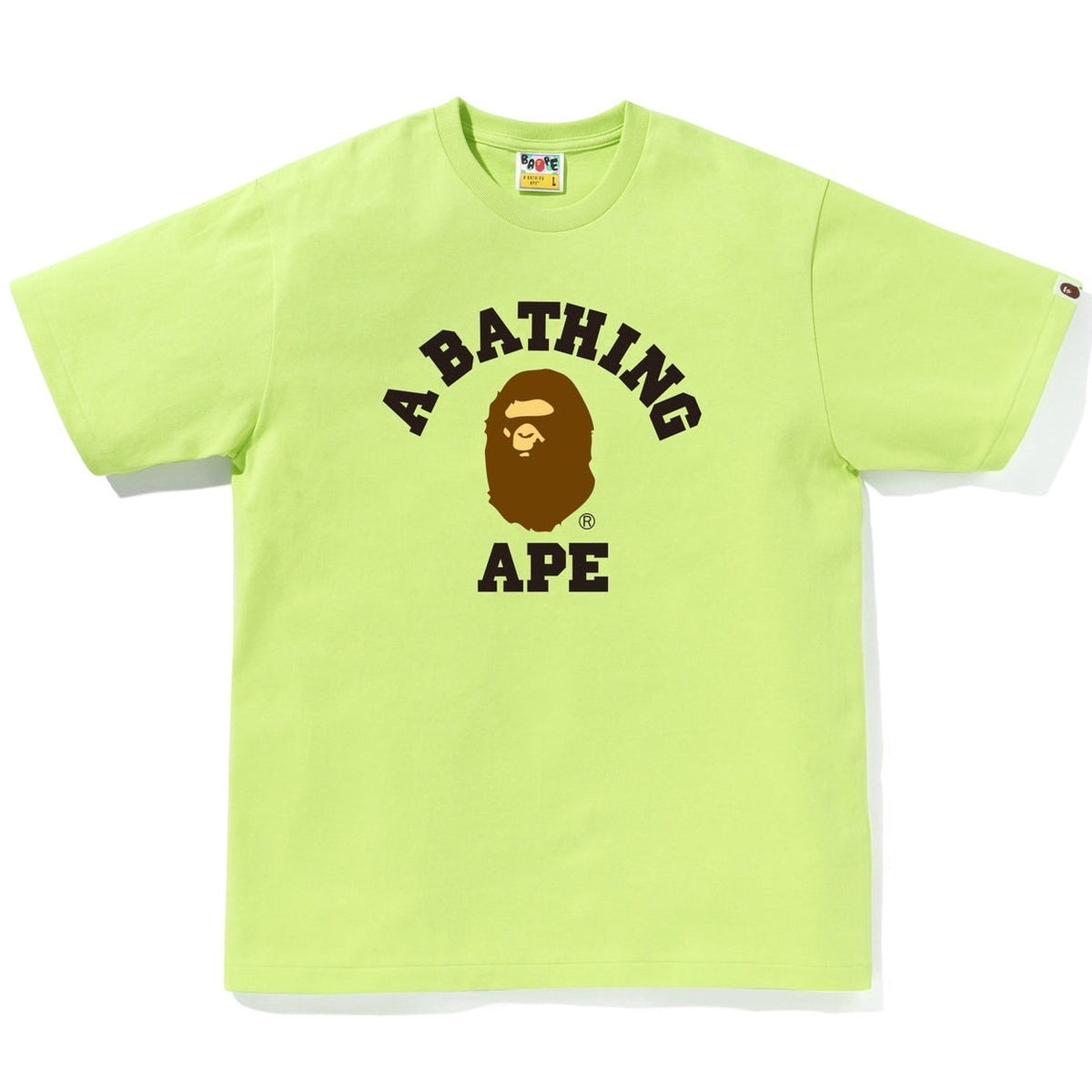 A BATHING APE BAPE COLLEGE TEE LIGHT GREEN