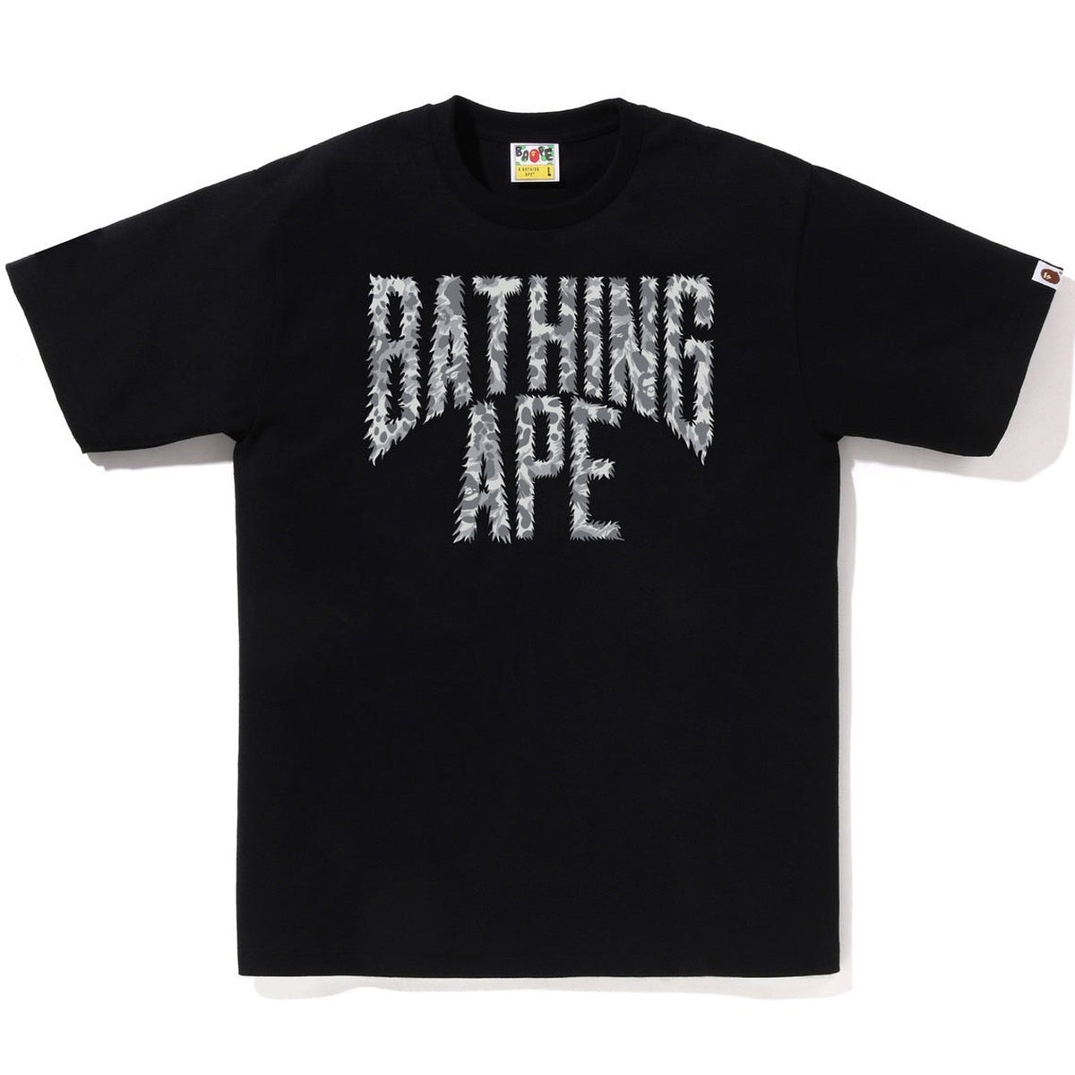 A BATHING APE BAPE WILD LEOPARD PATTERN NYC LOGO TEE BLACK GRAY