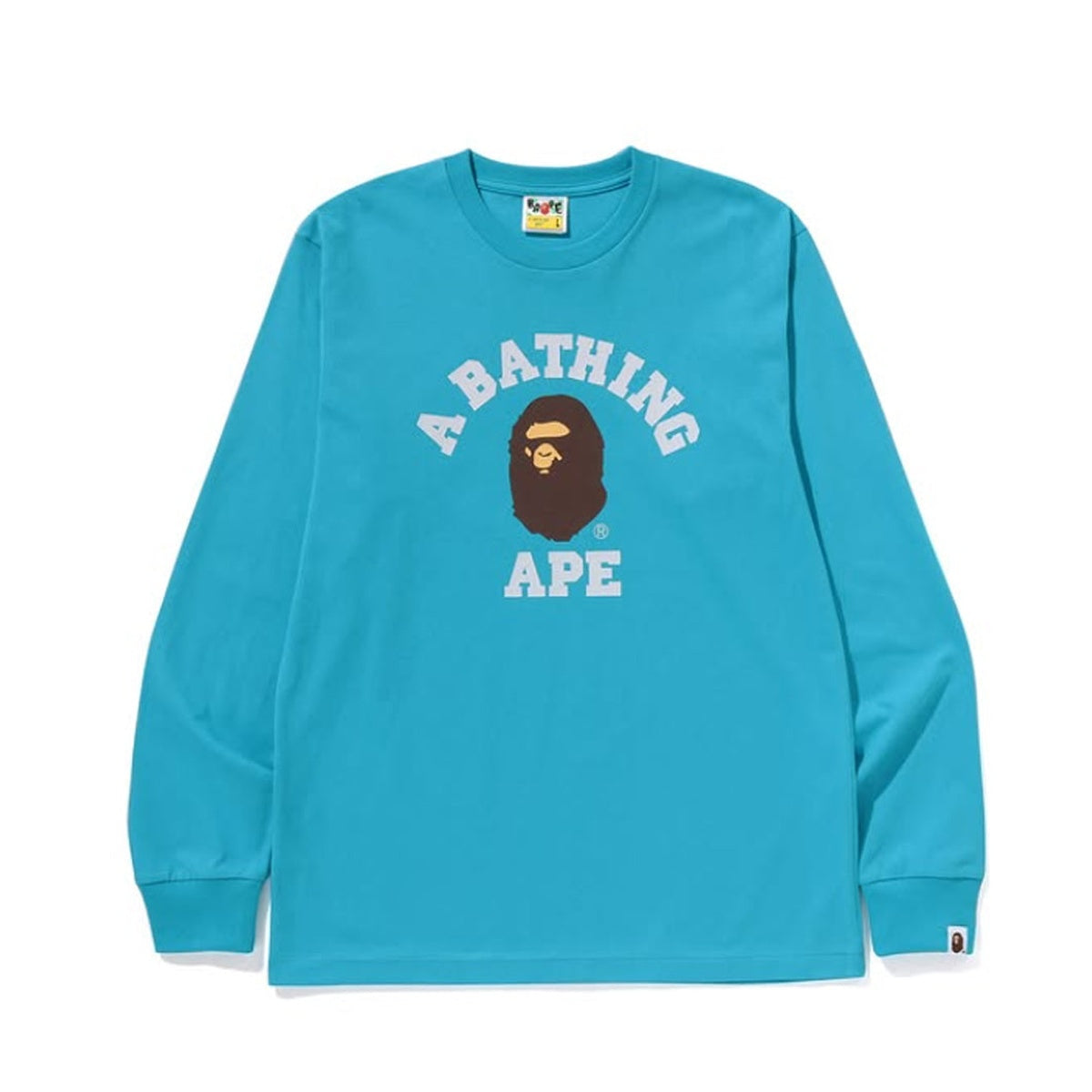 A BATHING APE BAPE COLLEGE L/S TEE BLUE