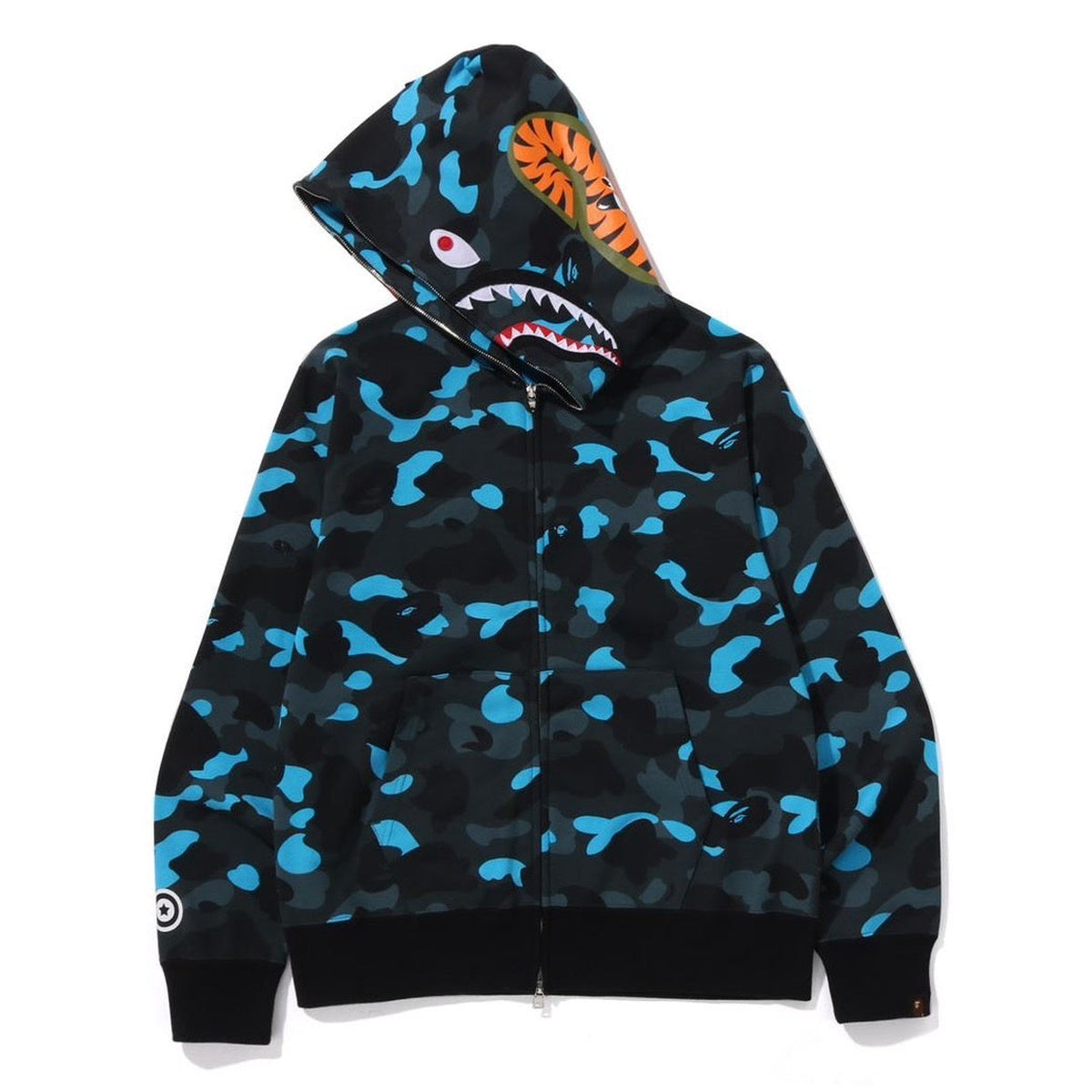 A BATHING APE BAPE HELINOX SHARK FULL ZIP HOODIE BLACK