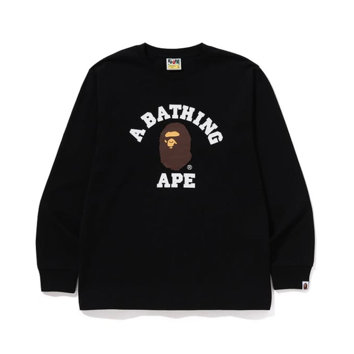 A BATHING APE BAPE COLLEGE L/S TEE BLACK