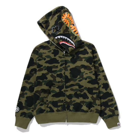 A BATHING APE BAPE Ladies' 1ST CAMO SHARK FULL ZIP HOODIE GREEN