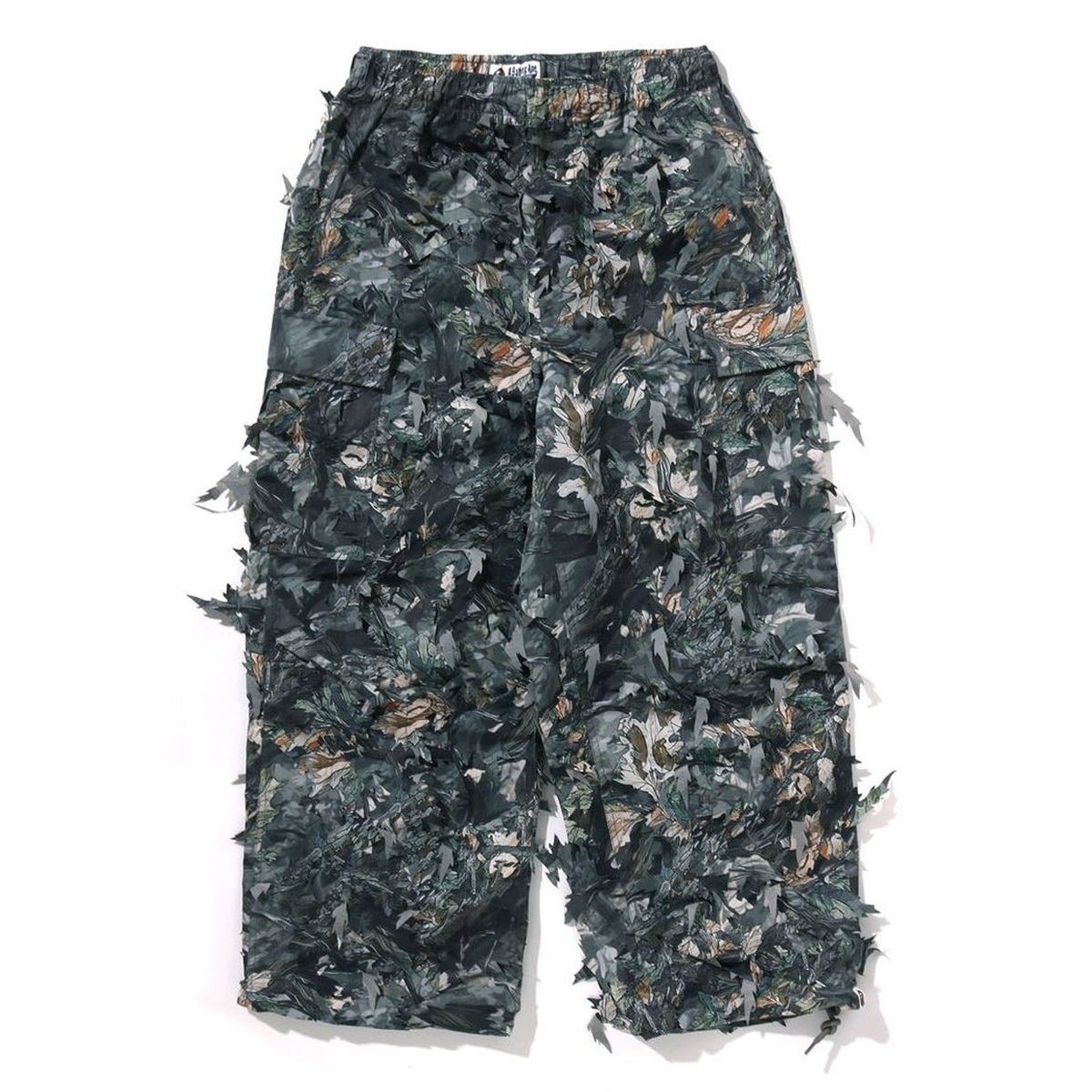 A BATHING APE BAPE TREE EDGE CAMO LASER CUT RELAXED FIT MILITARY PANTS BROWN