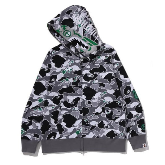 A BATHING APE BAPE HIDDEN STA CAMO TIGER FULL ZIP HOODIE GRAY