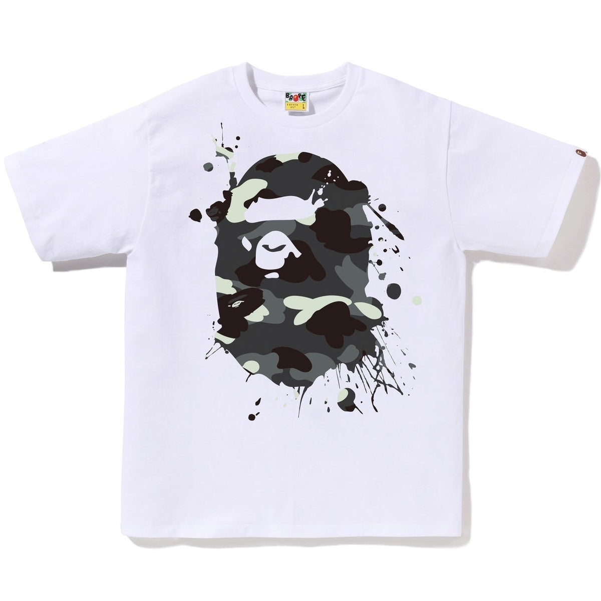 A BATHING APE BAPE CITY CAMO PAINTING APE HEAD TEE WHITE