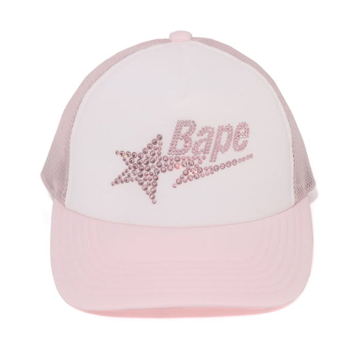 A BATHING APE Ladies' CRYSTAL STONE BAPE STA LOGO MESH CAP PINK