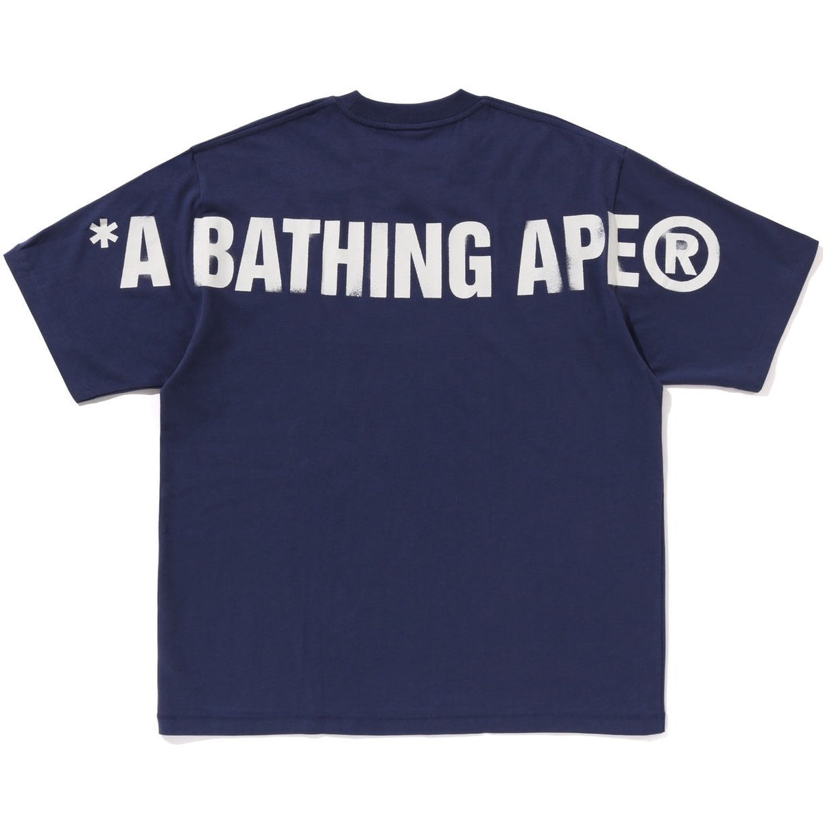 A BATHING APE BAPE SPRAY PRINT APE HEAD RELAXED FIT TEE #2 NAVY