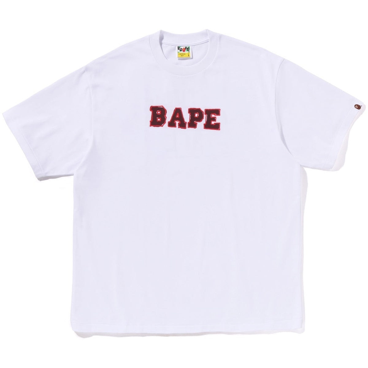A BATHING APE HAND DRAW BAPE LOGO RELAXED FIT TEE WHITE