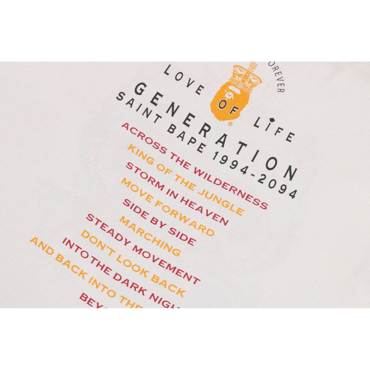A BATHING APE BAPE SAINT MXXXXXX GENERATION TEE WHITE