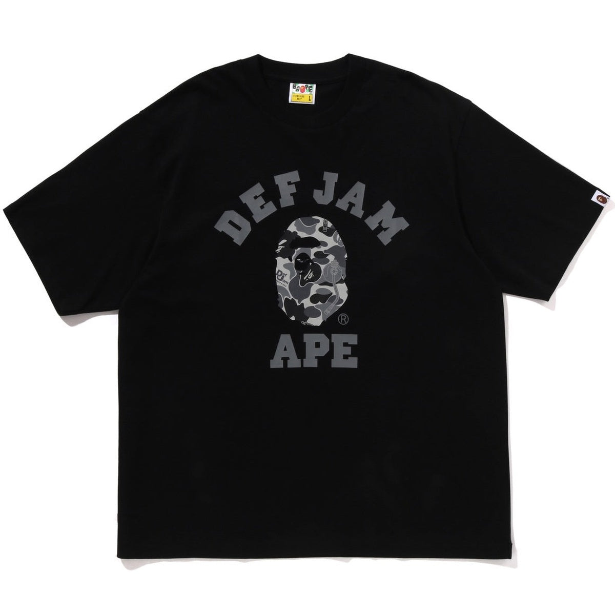 A BATHING APE BAPE DEF JAM CAMO COLLEGE RELAXED FIT TEE BLACK