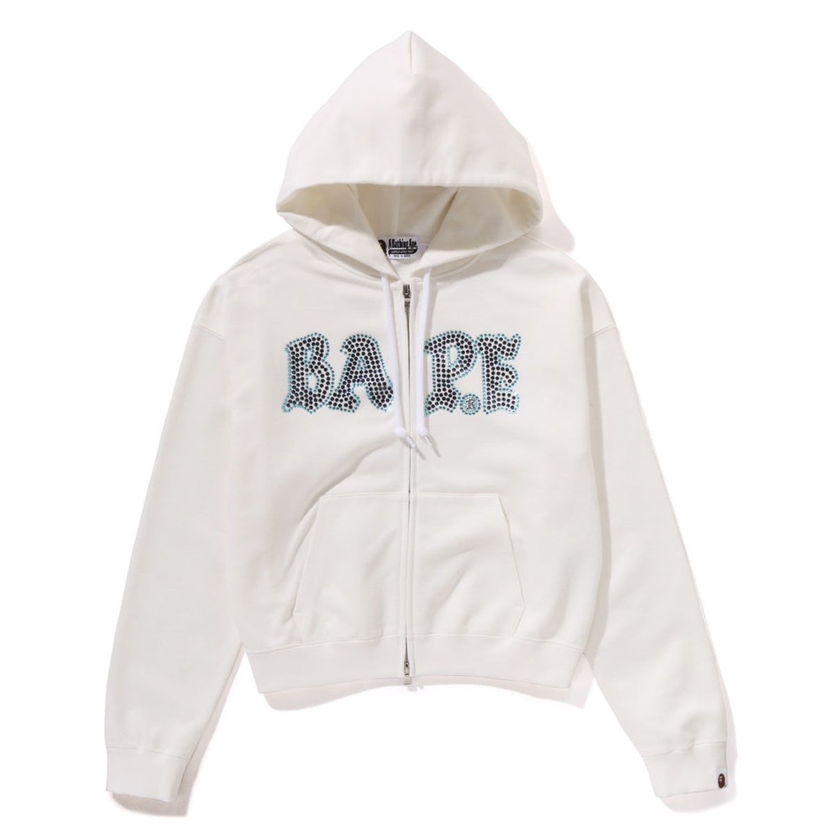 A BATHING APE Ladies' CRYSTAL STONE BAPE ZIP HOODIE WHITE