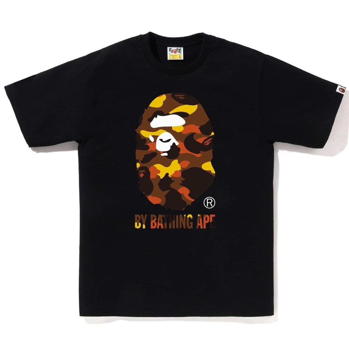 A BATHING APE BAPE 1ST CAMO BY BATHING APE TEE BLACK ORANGE