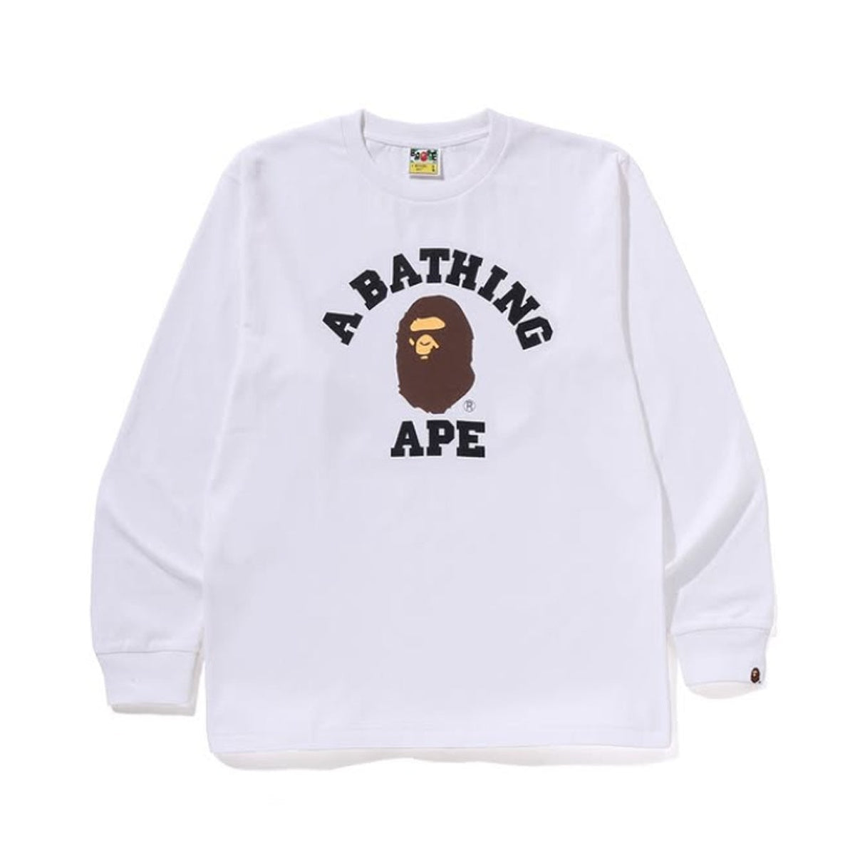 A BATHING APE BAPE COLLEGE L/S TEE WHITE