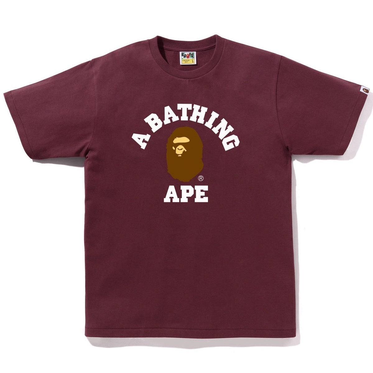 A BATHING APE BAPE COLLEGE TEE BURGUNDY