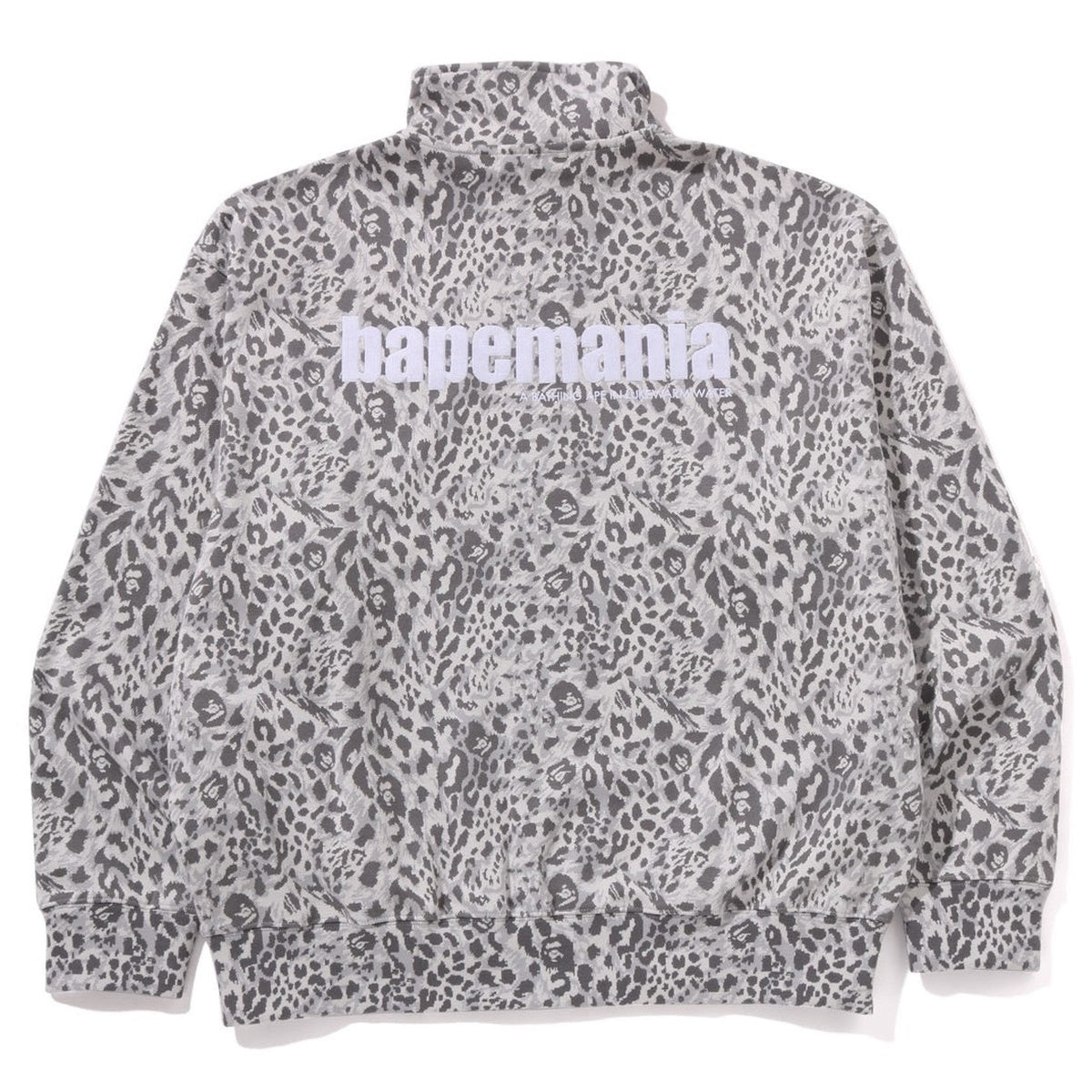 A BATHING APR WILD LEOPARD PATTERN RELAXED HALF ZIP SWEAT SHIRT GRAY