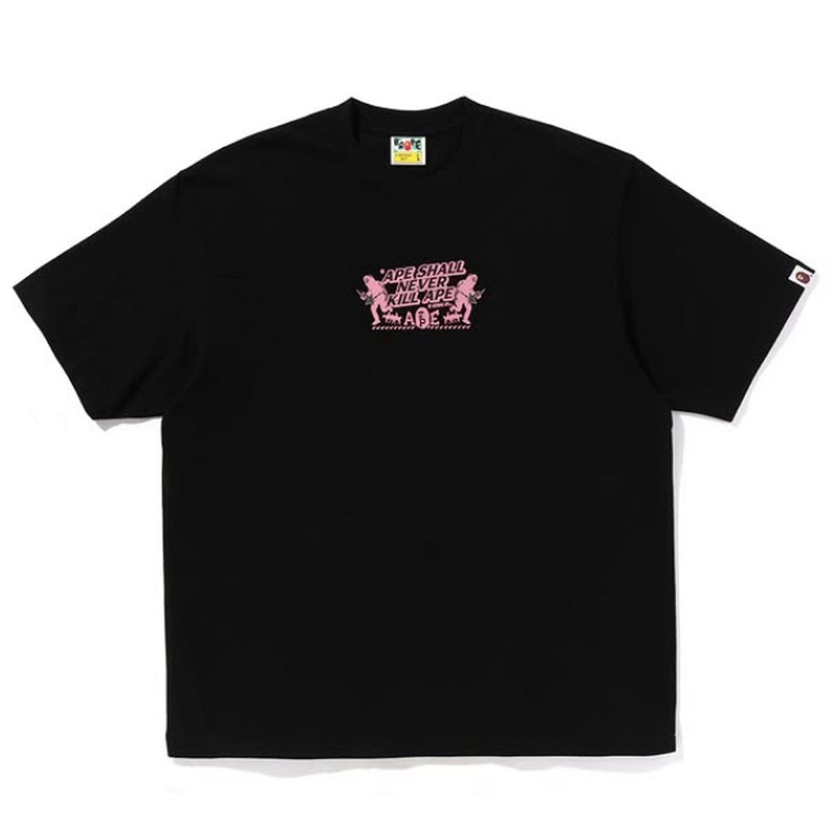 A BATHING APE BAPE SLOGAN RELAXED FIT TEE BLACK