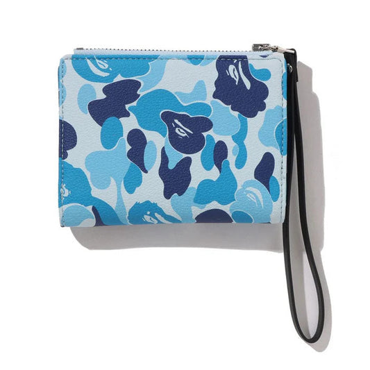 A BATHING APE BAPE LADIES' ABC CAMO WALLET BLUE