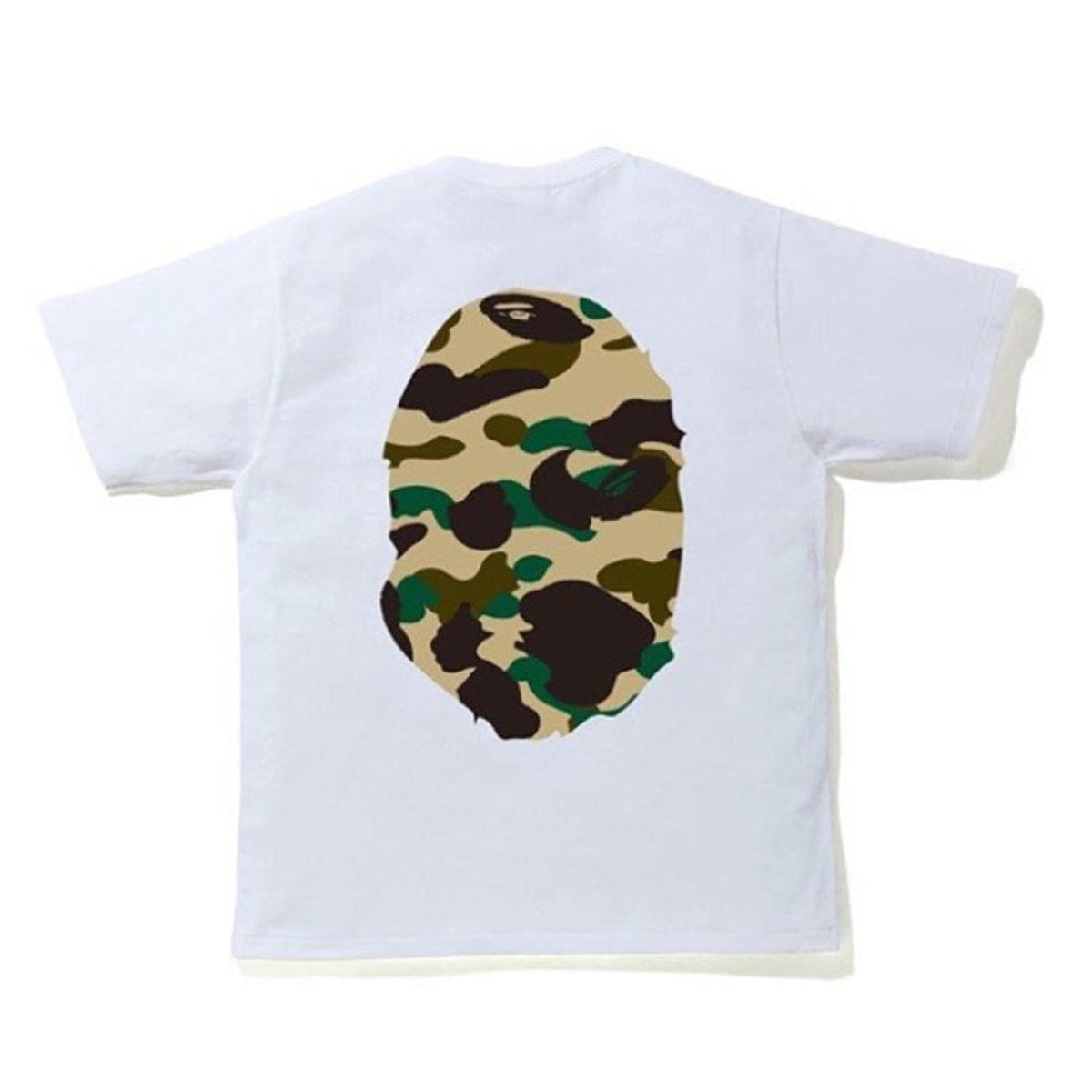 A BATHING APE BAPE 1ST CAMO BIG APE HEAD TEE WHITE YELLOW