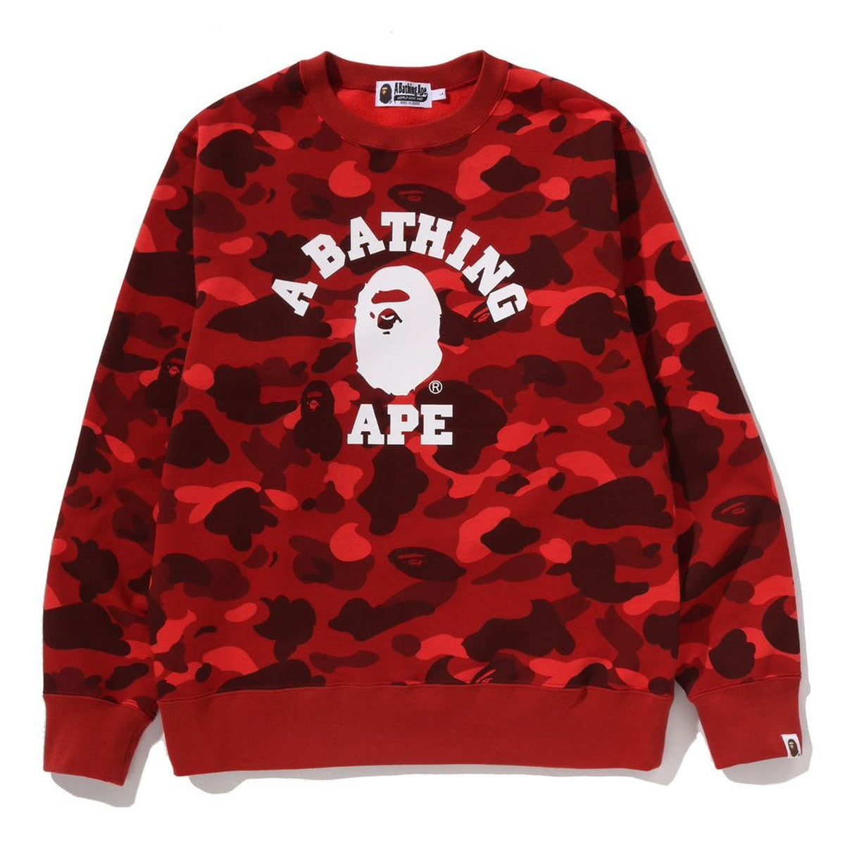 A BATHING APE BAPE COLOR CAMO COLLEGE CREWNECK SWEAT SHIRT RED