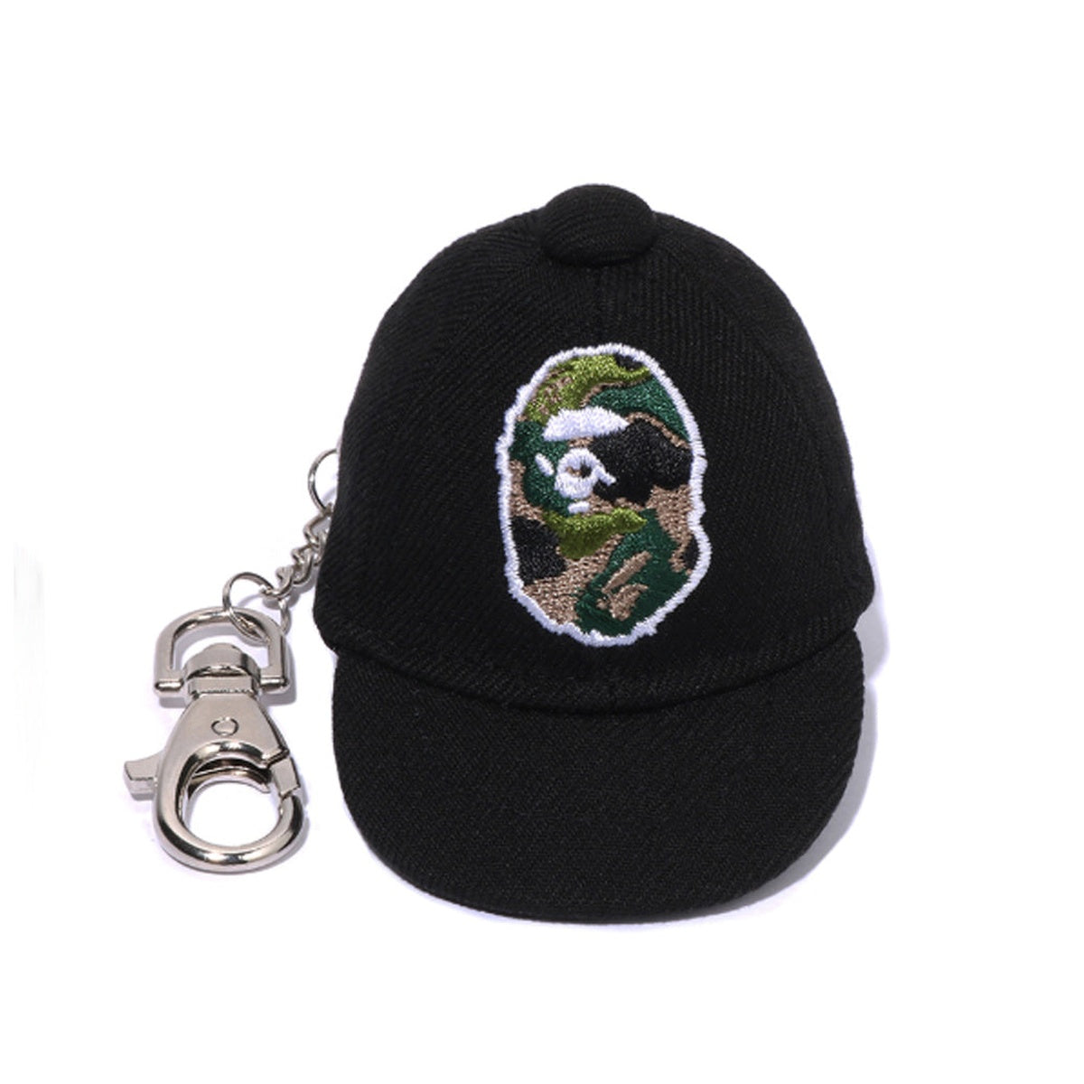 A BATHING APE BAPE KIDS ABC CAMO APE HEAD NEW ERA CAP KEY CHAIN BLACK
