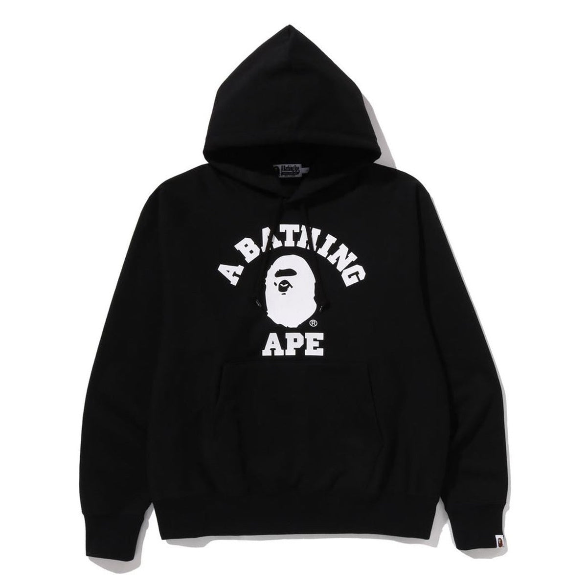 A BATHING APE BAPE CLASSIC COLLEGE PULLOVER HOODIE BLACK