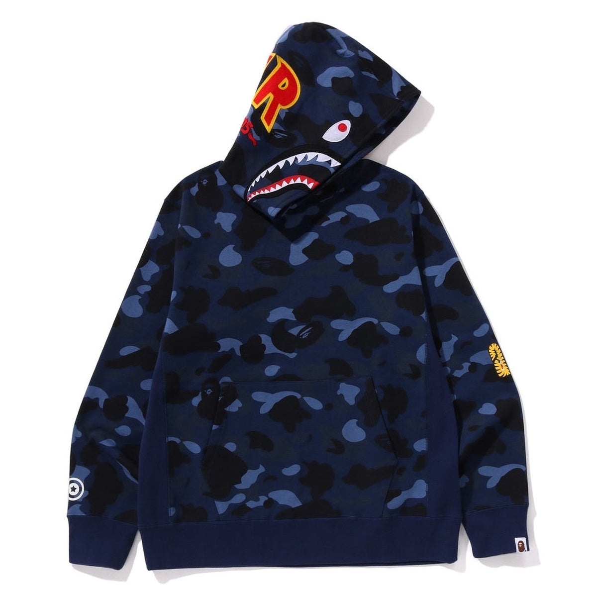 A BATHING APE BAPE COLOR CAMO 2ND SHARK PULLOVER HOODIE NAVY