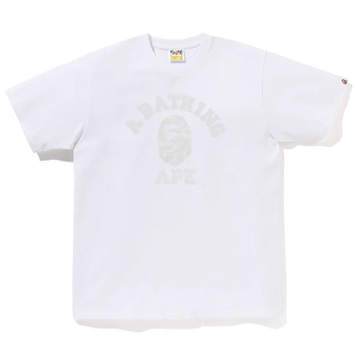 A BATHING APE BAPE UMEDA SOLID CAMO COLLEGE TEE WHITE