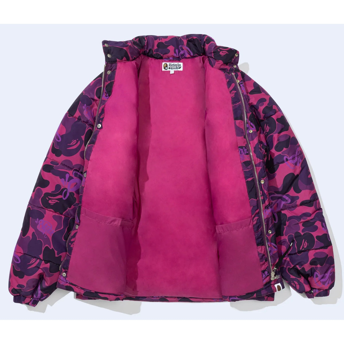 A BATHING APE BAPE SPOTIFY BY CENTRAL CEE CAMO PUFFER JACKET PURPLE