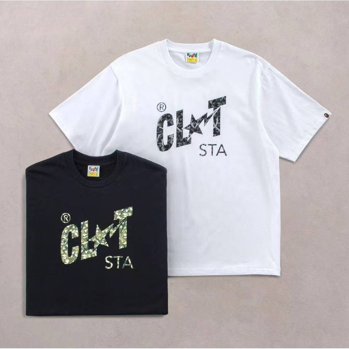 A BATHING APE BAPE CLOT CLOT STA RELAXED FIT TEE BLACK