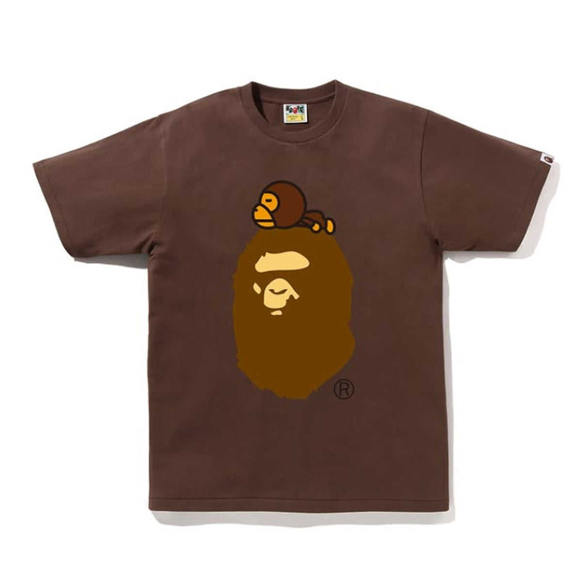 A BATHING APE BAPE MILO ON BIG APE TEE BROWN