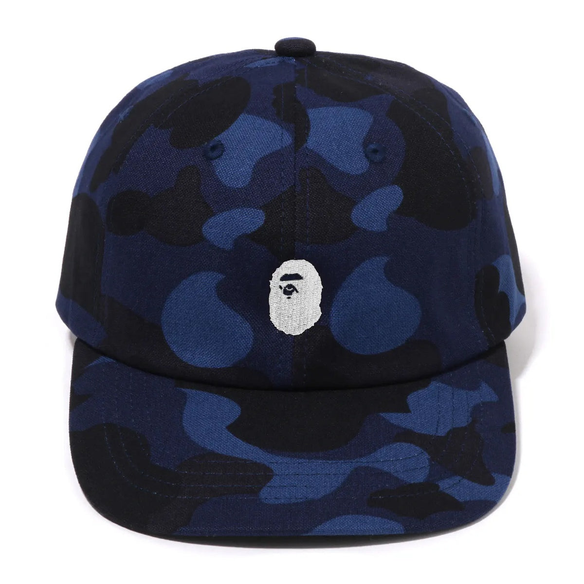 A BATHING APE BAPE COLOR CAMO APE HEAD ONE POINT PANEL CAP - ONLINE EXCLUSIVE - NAVY