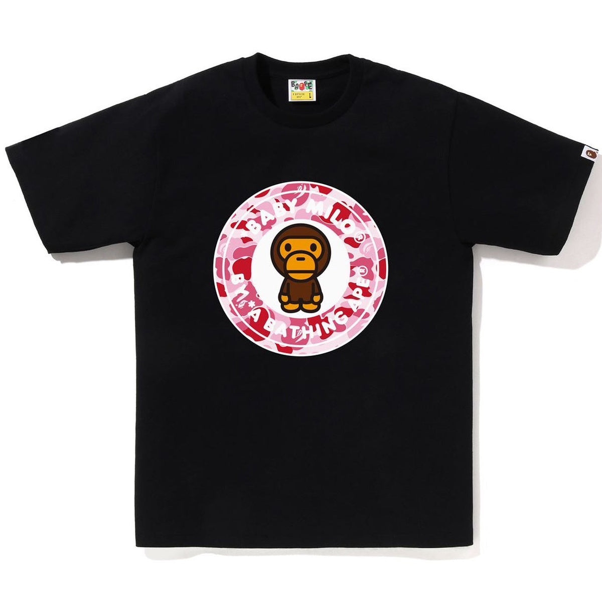 A BATHING APE BAPE ABC CAMO MILO BUSY WORKS TEE BLACK PINK