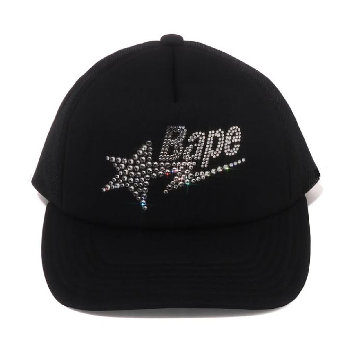 A BATHING APE Ladies' CRYSTAL STONE BAPE STA LOGO MESH CAP BLACK